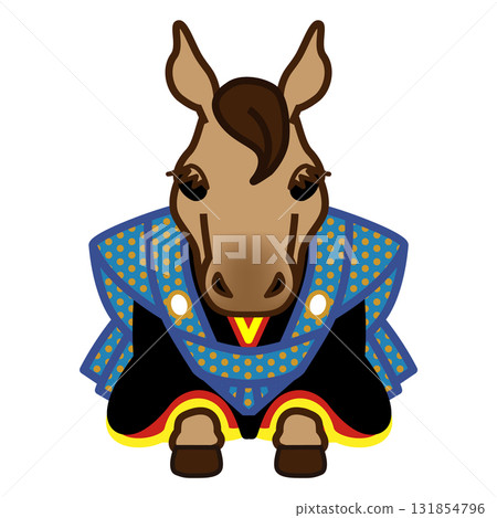 Year of the Horse New Year's material Horse character wearing hakama 131854796