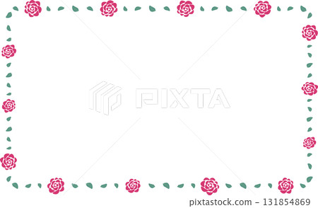 A rectangular frame made of red roses and leaves 131854869