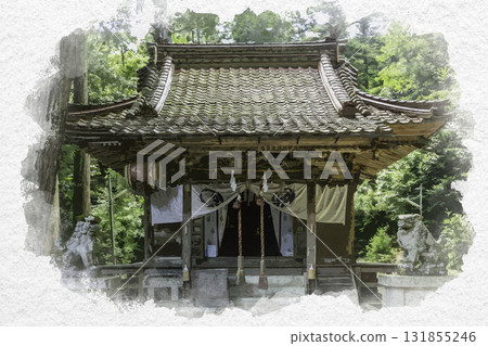 鳥取縣鳥取市立付神社拜殿水彩畫 131855246