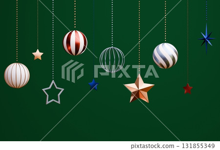 3D素材_聖誕裝飾_綠色背景 3D素材_聖誕裝飾_綠色背景 131855349