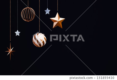3D material_Christmas ornament_black background 3D material_Christmas ornament_black background 131855410