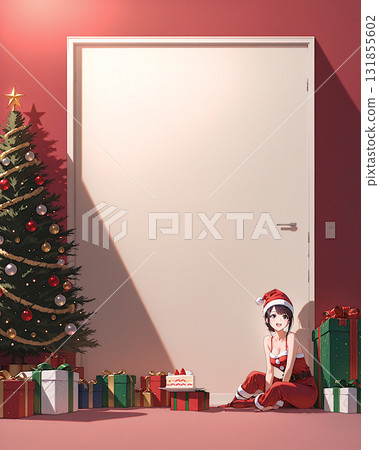 Christmas image: Room fairy Santa girl, Christmas cake, manga, anime, AI-generated image 131855602