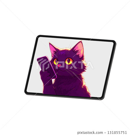 What is the cat on the tablet talking about? Niche illustrations, merchandise, etc. What is the cat on the tablet talking about? Niche illustrations, merchandise, etc. 131855751