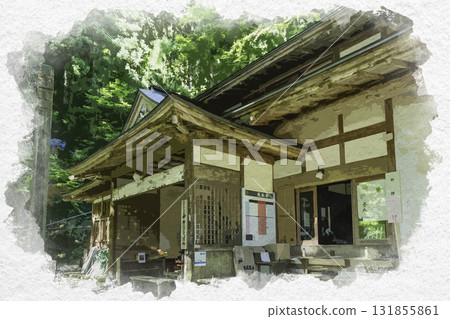 鳥取縣三朝町三德山三佛寺水彩畫 鳥取縣三朝町三德山三佛寺水彩畫 131855861