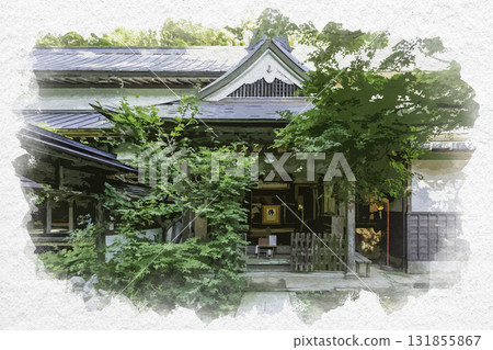 Watercolor painting style: Sanbutsu-ji Temple, Rinko-in, Main Hall, Misasa Town, Tottori Prefecture Watercolor painting style: Sanbutsu-ji Temple, Rinko-in, Main Hall, Misasa Town, Tottori Prefecture 131855867