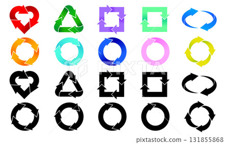 Arrow circulation icon set / Reuse, Renew, Recycle, Loop symbols Arrow circulation icon set / Reuse, Renew, Recycle, Loop symbols 131855868