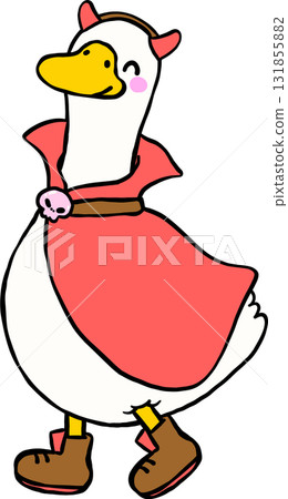 Cartoon Porch Goose Halloween Devil Costume Illustration Hand Drawn 131855882