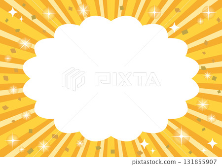 閃閃發光的集中線背景_黃色_白色氣泡 閃閃發光的集中線背景_黃色_白色氣泡 131855907
