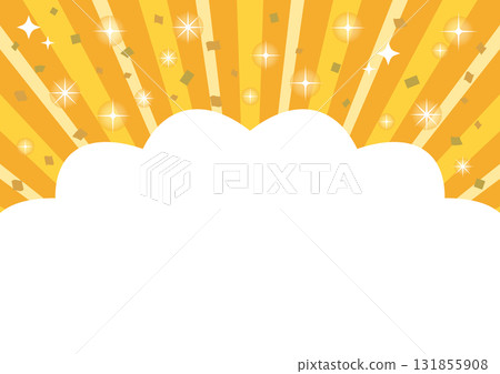 閃閃發光的集中線背景_黃色_下方有白雲 閃閃發光的集中線背景_黃色_下方有白雲 131855908