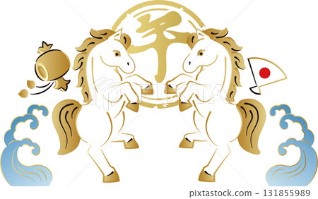 New Year 2026: Gorgeous Year of the Horse New Year's card illustrations: Japanese-style gold and white horses, waves, and auspicious symbols New Year 2026: Gorgeous Year of the Horse New Year's card illustrations: Japanese-style gold and white horses, waves, and auspicious symbols 131855989