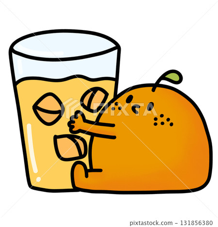 illustration of a glass of orange juice cartoon 131856380