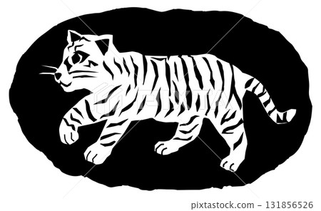 Tiger stamp illustration Tiger stamp illustration 131856526