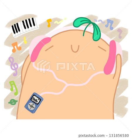 illustration of white radish cartoon listening to music illustration of white radish cartoon listening to music 131856580