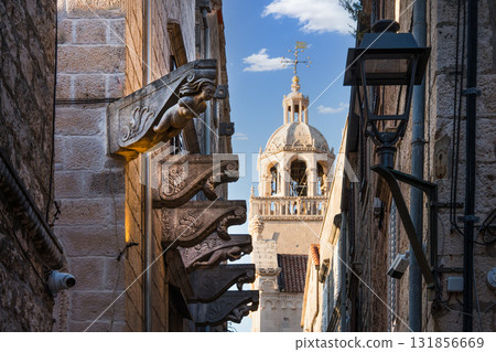 Korcula old town alley charming stone architecture 131856669