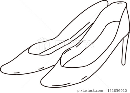 高跟鞋_黑白線條畫插圖 131856910