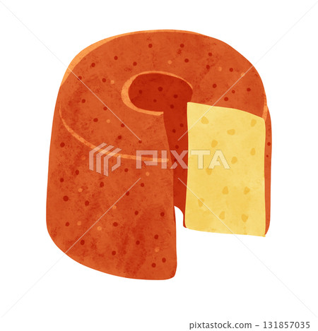 戚風蛋糕水彩手繪插畫 131857035