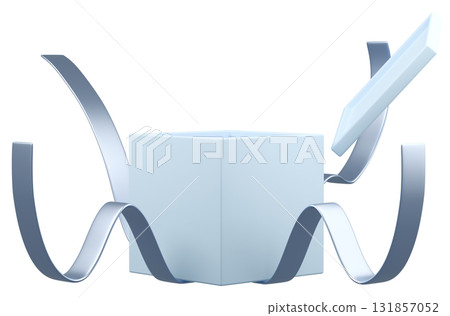 3D illustration_present_light blue 3D illustration_present_light blue 131857052
