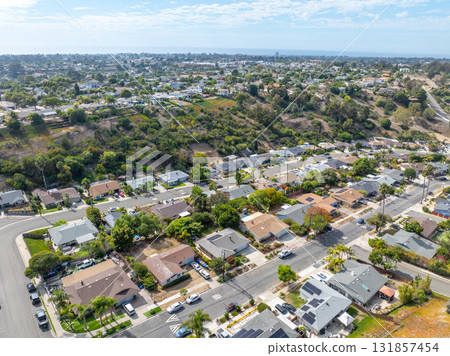 Aerial view of houses in Oceanside town in San Diego, California. USA 131857454