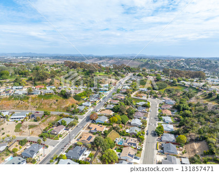 Aerial view of houses in Oceanside town in San Diego, California. USA 131857471