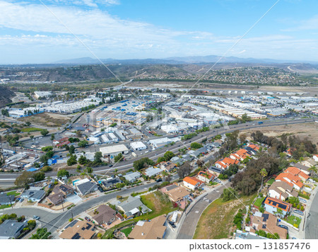 Aerial view of houses in Oceanside town in San Diego, California. USA 131857476