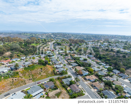 Aerial view of houses in Oceanside town in San Diego, California. USA 131857483