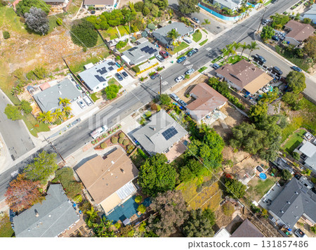 Aerial view of houses in Oceanside town in San Diego, California. USA 131857486