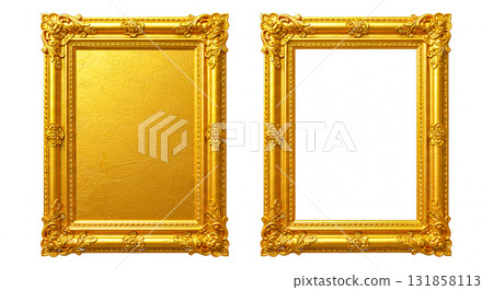 set of gold vintage frame on white background 131858113