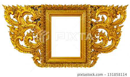 antique golden frame isolated on white 131858114
