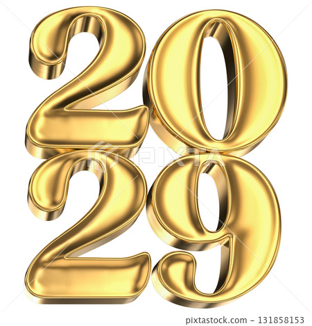 Number 2029 gold 3D For New Year 2029 131858153