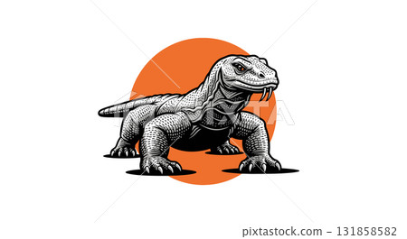 Komodo Dragon Illustration Isolated on White Background 131858582