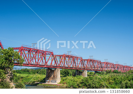 Keihan Electric Railway's railway bridge over the Kizu River in Yawata City, Kyoto Prefecture Keihan Electric Railway's railway bridge over the Kizu River in Yawata City, Kyoto Prefecture 131858660