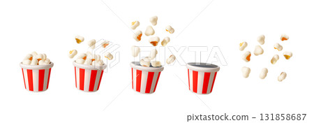 Illustration of Popcorn Buckets in Various States Illustration of Popcorn Buckets in Various States 131858687