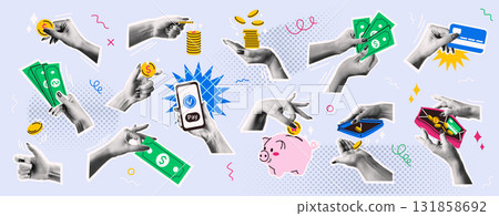 Various Financial Transactions in Pop Art Style 131858692
