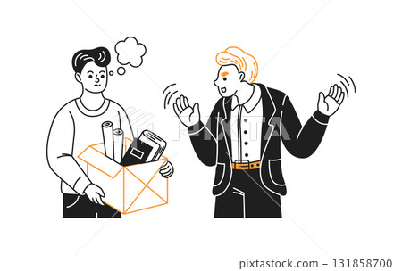 Illustration of Two Characters in Conversation 131858700
