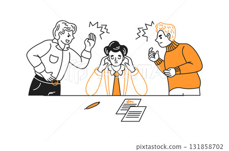 Illustration of Office Conflict and Stress Management Illustration of Office Conflict and Stress Management 131858702