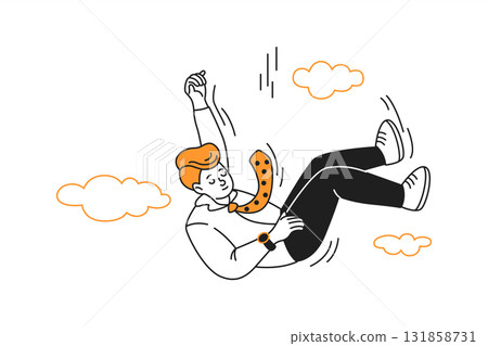 Businessman Falling Through Sky with Clouds Businessman Falling Through Sky with Clouds 131858731