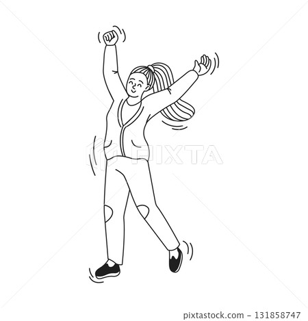 Illustration of a Happy Jumping Woman Illustration of a Happy Jumping Woman 131858747