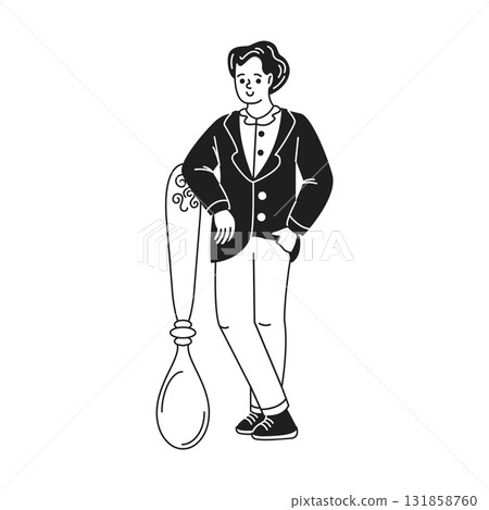 Elegant Gentleman with Fancy Chair Illustration 131858760