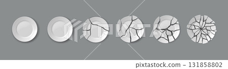 Progressive Shattering of White Plates on Gray Progressive Shattering of White Plates on Gray 131858802