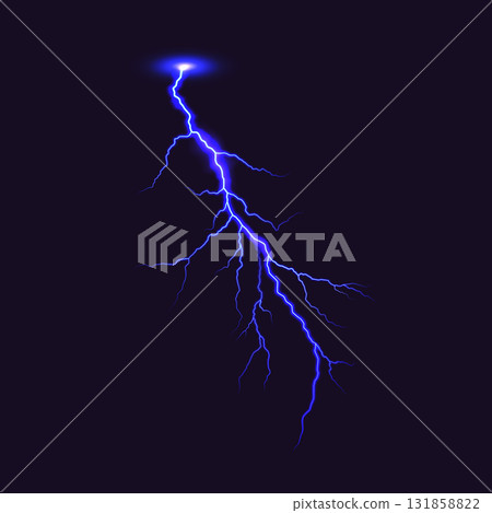 Electric Bolt Shining in Dark Night Sky Electric Bolt Shining in Dark Night Sky 131858822