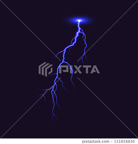 Electrifying Lightning Bolt in Dark Sky Illustration 131858830