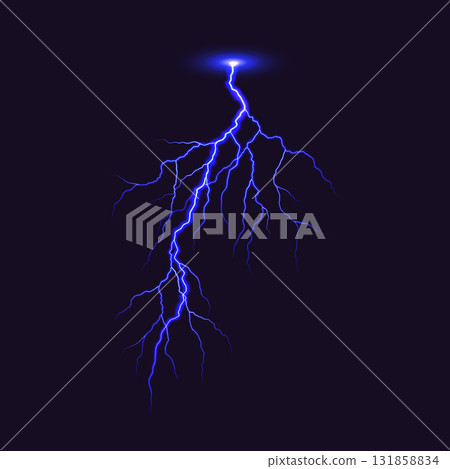 Blue lightning bolt on dark background Blue lightning bolt on dark background 131858834