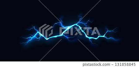 Blue Electric Lightning on Dark Background 131858845