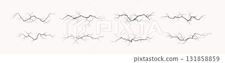 Set of Eight Vector Branch Illustrations in Black 131858859