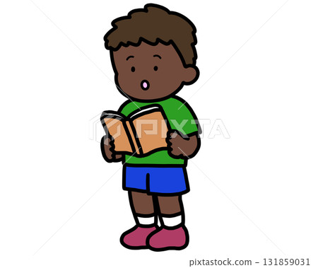 Black boy reading a book (standing) 131859031
