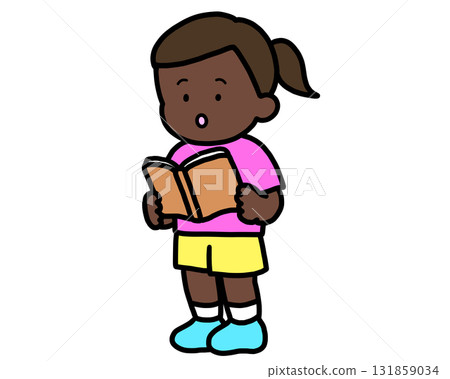 Black girl reading a book (standing) Black girl reading a book (standing) 131859034