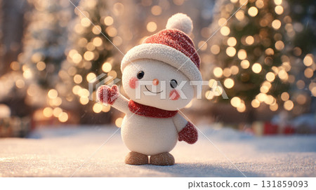 Snowman dressed as Santa 131859093