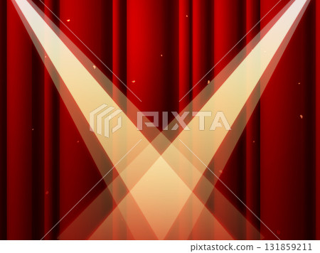 聚光燈舞台佈幕紅色窗簾背景插畫素材紅色 聚光燈舞台佈幕紅色窗簾背景插畫素材紅色 131859211