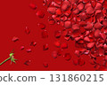 Floral background with red rose petals flying 131860215