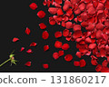 Floral background with red rose petals flying 131860217